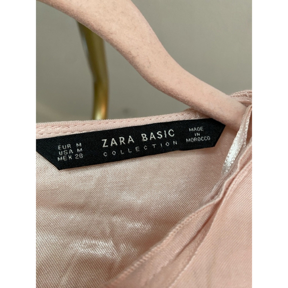 Zara Blush Ruffle Peplum Top Satin Feminine Coquette Romantic Flowy Bachelorette - Picture 5 of 6